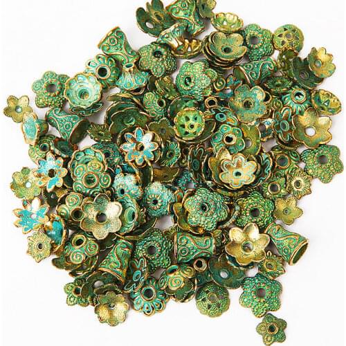About Mixed Style 150pcs Antique Green Gold End Bead Caps for Jewelry Making 4-15mm Women Necklace Bracelet DIY Accessories