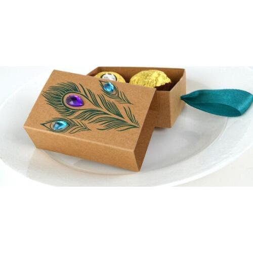 Candy box bag chocolate paper gift package for Birthday Wedding Party favor Decor supplies DIY feather Drawer design Wh