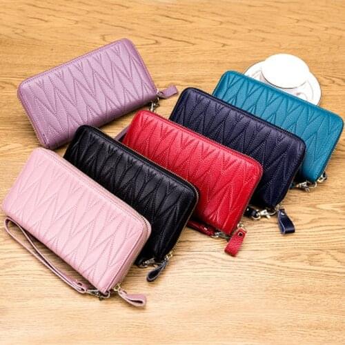 RFID Wallet for Women Genuine Leather Female Travel Purse Zipper Womens Wallet 36 Card Holder wallets for women luxury