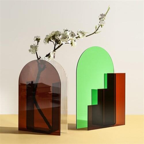 Colorful Acrylic Vases Floral Container Decorative Flower Wedding Party Home Office Decoration Nordic Style Ornaments