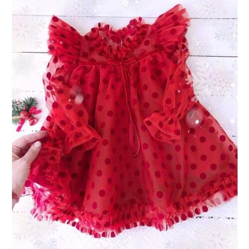 Girls Lace Dresses For Kids Red Christmas Long Sleeve Princess Party Tutu Clothes Children Elegant Wedding Winter Dress 3-8 Year