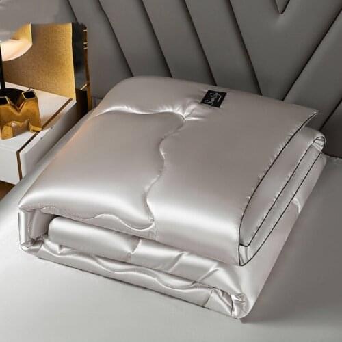 Summer Ice Silk Air Conditioning Thin Quilt Adult Kids Home Textiles High Density Luxury Bedding Queen Washable