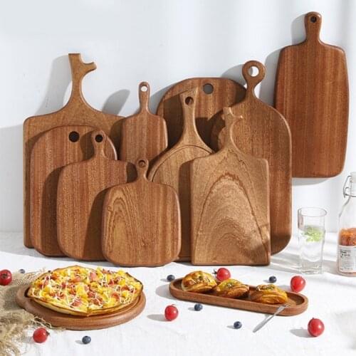 Multi-Functional Solid Wood Cutting Board with Handle Fruit Pizza Bread Plate Serving Platter