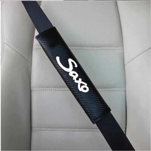 2pcs PU Carbon fiber texture Car Seat belt shoulder Pads for Citroen Saxo Car Accessories