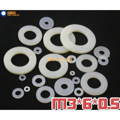 1000 Pieces M3 x 6 x 0.5mm Nylon Flat Washer Insulation Washer