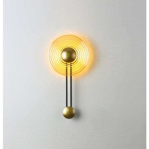 Nordic LED Wall Lamp Gold Glass Indoor Lighting for Living Room Bedroom Bedside Study Decoration Corridor Aisle Creative Fixture