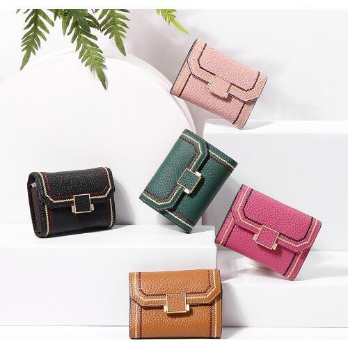 New Luxury Top Layer Leather Card Holder Women Genuine Leather Small Wallet Vinatge ID Credit Cards Case Bag Hasp Coin Purse