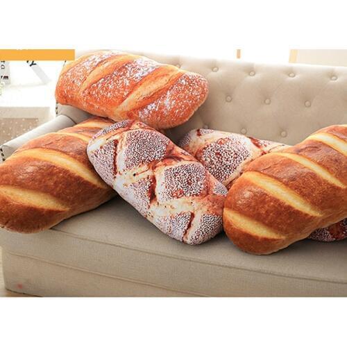 Wholesale Cartoon Print Creative Simulation Plush Bread Shape Pillow funny food nap Plush Nap Cushion kids toy Birthday Gift
