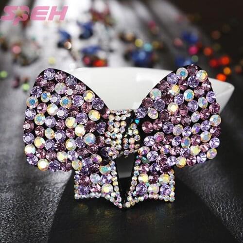 Bow spring clip Korean leather full diamond hair accessories hairpin rhinestone crystal high-end adult mature Joker headdress
