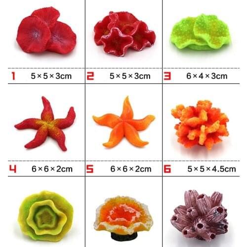 Various styles of aquarium fish tank landscaping simulation mini coral flower family red coral starfish pet supplies ornaments