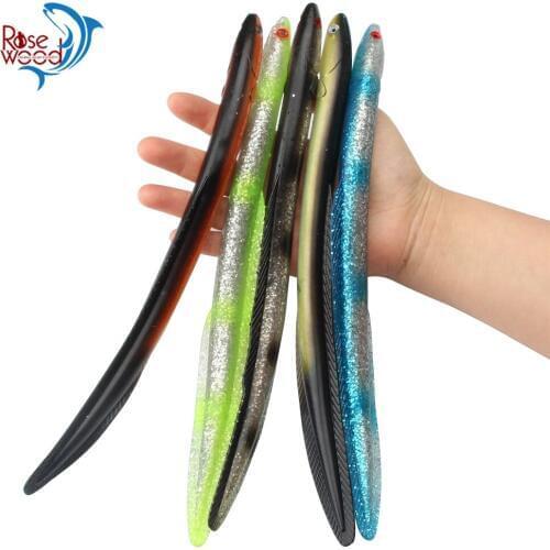 RoseWood Bright Color 1PC 29.5cm 57g Saltwater Bionic Soft Electric Eel Fishing Bait Tuna Bass Pollock Boat Fishing