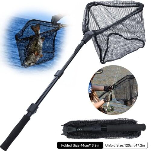 Sougayilang Fishing Net Aluminum Alloy 70cm 95cm 120cm Telescoping Foldable Landing Net Retractable for Carp/ Fly Fishing Tackle