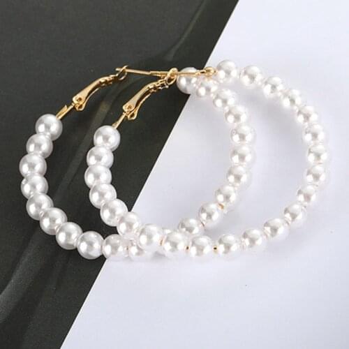 White Imitation Pearl Drop Earrings Big Earring Zine Alloy Brand Rhinestone pearl Large Brinco Ear Oorbellen