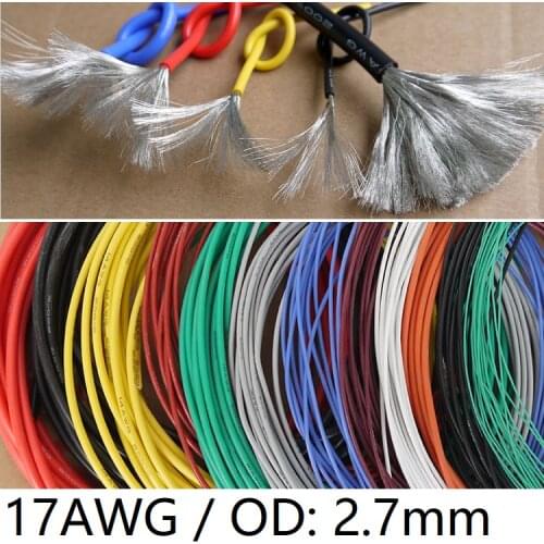 17AWG Silicone Gel Rubber Wire OD 2.7mm Flexible Cable High Temperature Insulated Copper Ultra Soft Electron DIY Line Colorful