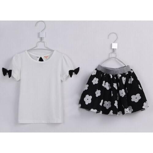 Summer Puff Sleeve Cute Girls Clothing Sets Baby Short-sleeve Bust Floral Skirt Dress Clothing Sets 1689