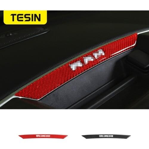 TESIN Carbon Fiber Car Central Dashboard RAM Emblem logo letter Decoration Stickers for Dodge RAM 1500 2018+ Car Accessories