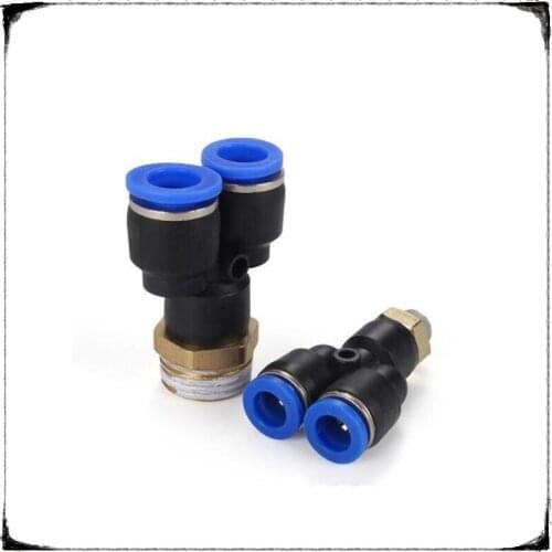 15-40 Pcs/Lot "Y" Type Tee Air Pneumatic Fittings Quick Connector PX 6mm 8mm 10mm 12mm To Male Thread 1/8" Bsp Coupler