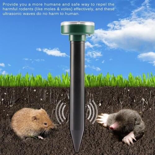 2Pcs Mole Rat Repellent Solar Ultrasonic Repeller Garden Pest Deterrent Outdoor Ultrasonic Pest Repeller Mouse Trap Device
