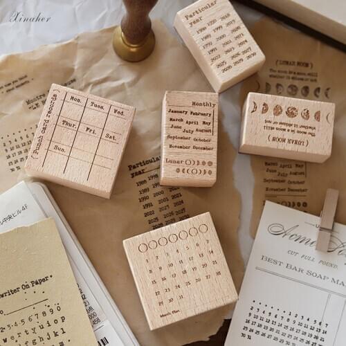 Vintage Time record Monthly Calendar stamp DIY wooden rubber stamps for scrapbooking stationery scrapbooking standard stamp