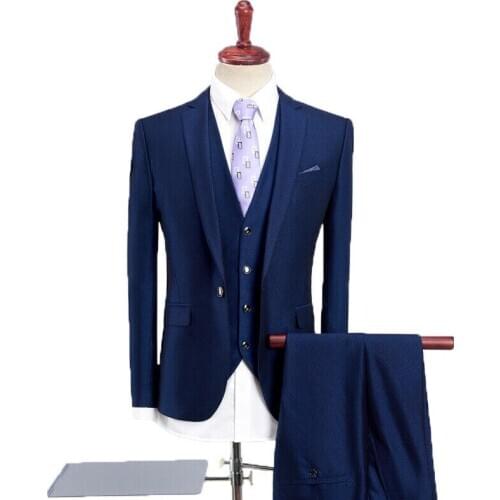 High Quality Men Suit Business Formal Dinner Wedding Office Work Wear Tailored 3 pieces (Jacket & Pant & Vest) Custom Design Q10