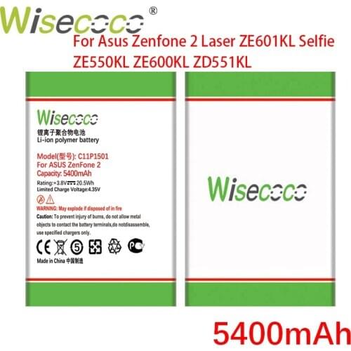 WISECOCO 5400mAh C11P1501 Battery For Asus Zenfone 2 Laser Zenfone2 Laser ZE601KL Selfie ZE550KL ZE600KL ZD551KL Mobile Phone