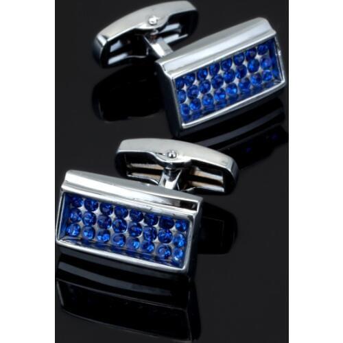 XK419 Upscale French cufflinks, blue crystal cufflinks, mens wedding dress shirt cuff accessories Austria crystal fiber