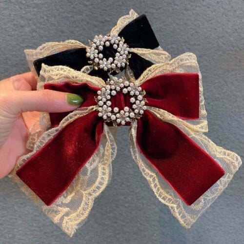 Lace Bow Hairpins For Women Velvet Mesh Hair Clip For Girls Cute Korean Style Hairgrip Sweet Barrettes Hair Accessories