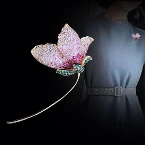 Fashion Zircon Flower Brooches for Women Gift Luxury Crystal Rhinestone Handmade Brooch Pin Wedding Vintage Accessory broche