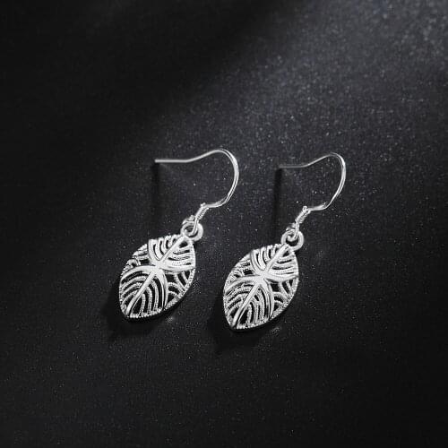 Retro elegant 925 Sterling Silver drop earrings for woman Fashion party Jewelry Christmas Gift Wedding korean vintage earrings