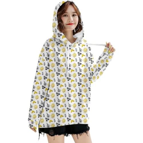 Womens Oversized Hoodies Women Christmas Print Cotton Kawaii Pullover Hoodie Graphic Sweatshirts Lady Girls Hood Casual 2021