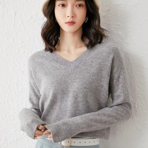 Autumn and winter new womens sweater 100% pure cashmere knitted pullover long-sleeved warm jacket loose large size womens top