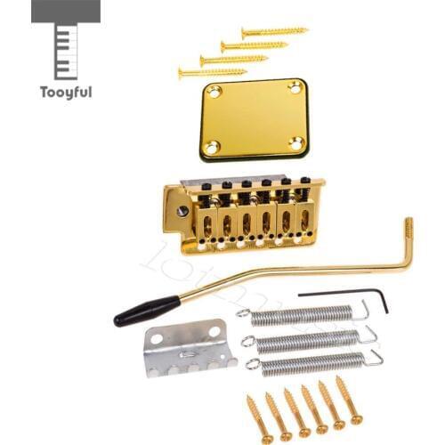 Golden High Quality 6 String Electric Guitar Tremolo Bridge with Neck Plate for Strat ST Guitar Replacement Parts