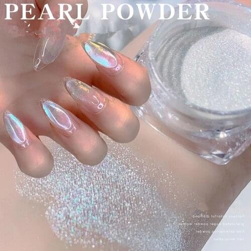 1 Box Pearl Ice Muscle Nail Glitter Powder Fairy White High Gloss Nails Art Pigment Dust UV Gel Polish Accessories Manicure Tool