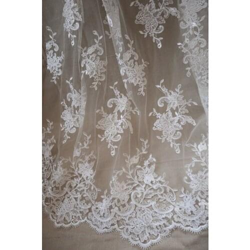 1 yard ivory cord lace fabric mesh embroidered lace fabric for birdal wedding fabrics