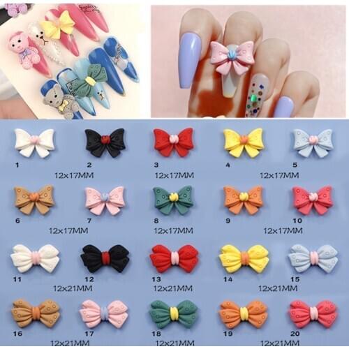 10pcs Cute Cartoon Bowknots 3D Nail Art Decorations Fashion Jewelry UV Gel DIY Manicure Design Accessories