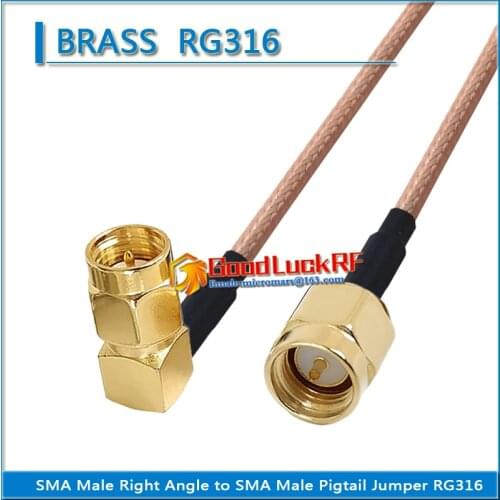 1X Pcs High-quality SMA Male to SMA Male 90 Degree Right Angle Plug Coaxial Pigtail Jumper RG316 Cable