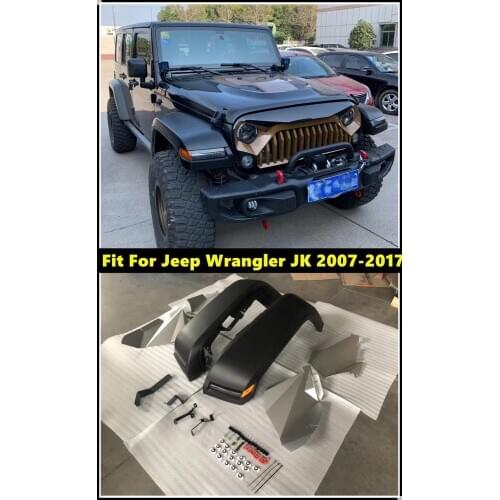 2 PCS Car Wheel Eyebrow Mud Fender Cover Mudguards With LED Signal Lights For Jeep Wrangler JK 2007-2017 Old Style To New Look