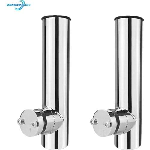 2PCS Stainless Steel 316 Fishing Rod Rack Holder Rail Mount Stand For Fishing Rod Bracket Support With Clamp Marine Accessaries