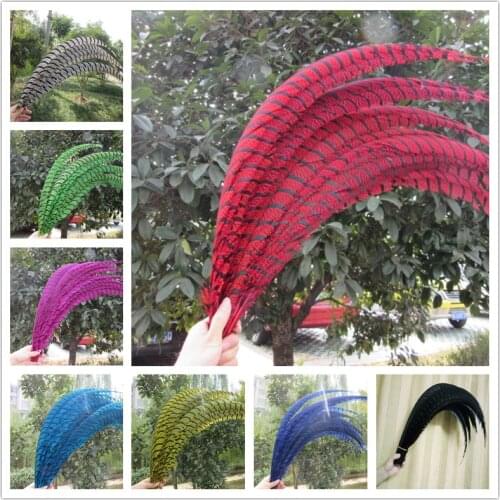 20 Pcs/Lot 32-36''/80-90CM Natural Dyed Zebra Lady Amherst Pheasant Tail Feathers For Crafts Super Long Phesant Feathers Plumes