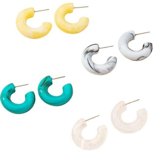 2021 New Multicolor Semicircle C Shape Beach Resin Stud Earrings for Women