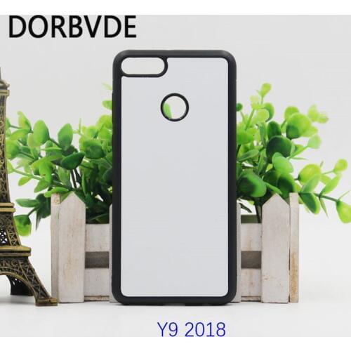 2D Sublimation Blank TPU+PC rubber Case for Huawei Y9 2018 Y9 2019 prime with Aluminum Inserts 10pcs/lot
