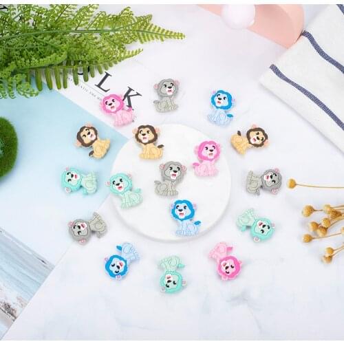 Sunrony 50pcs Lion Baby Rodent BPA Food Free Silicone Teething Nursing Pacifier Clip Silicone Beads