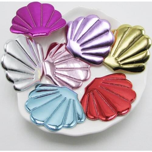 60pcs/lot 4.5*3.8cm shiny pu shell Padded Patches Appliques For Clothes Sewing Supplies DIY Hair Bow Decoration