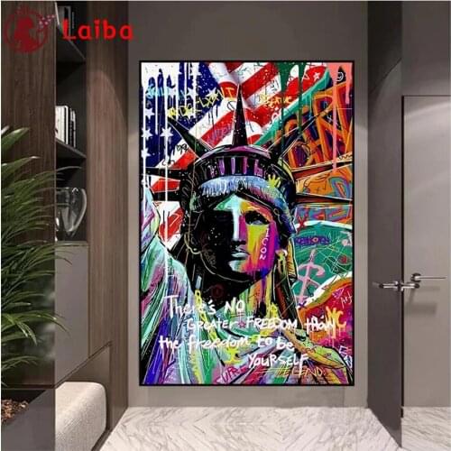 Diamond Embroidery Graffiti art, statue of liberty Picture Diamond Painting Full Square round drill Mosaic Cross Stitch Wall Art