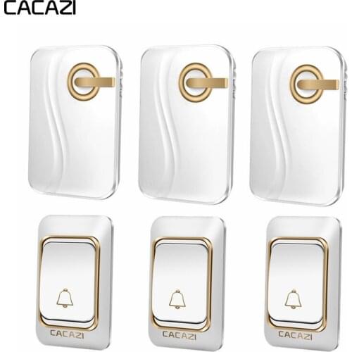 CACAZI Wireless Doorbell DC battery-operated 3 Waterproof Button 3 Receiver 200M Ramote Smart Home Cordless Door bell 36 Chimes