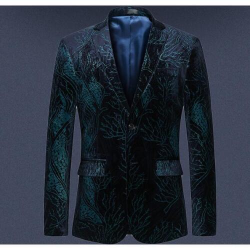 Printing blazer men casual jacket spring autumn masculino slim casaco jaqueta masculina Velveteen coats mens suits big size 6XL