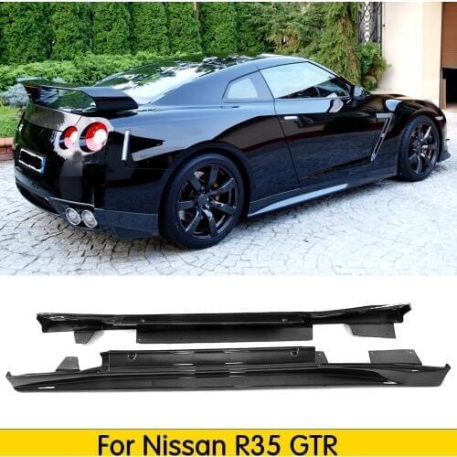 For Nissan R35 GTR Carbon Fiber Side Skirt Door Side Splitter Racing Body Kits Trim Drift Part 2009-2015