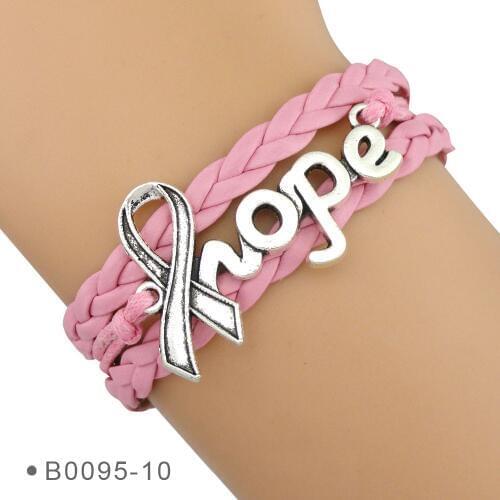 Grey Orange Pink Yellow Blue White Teal Purple Grey Black Gold Red Disease Cancer Awareness Hope Ribbon Bracelets for Women