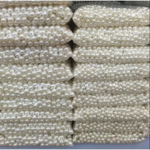 50-400pcs/lot 3-20mm Straight Holes Acrylic Imitation Pearl Beige Bracelet Round Beads For DIY Craft Jewelry Making Supplies