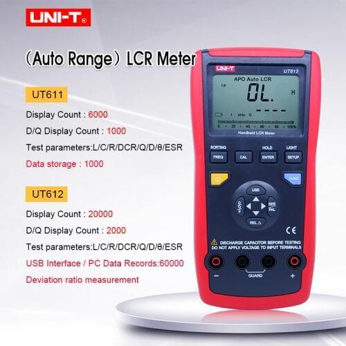 Digital LCR Meter Digital Bridge Tester Inductance Capacitance Resistance Meter Frequency Test USB Interface UNI-T UT611 UT612